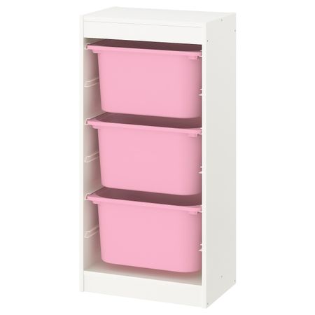 Комбинация для/хранения+контейнеры, белый/розовый 46x30x94 см IKEA TROFAST ТРУФАСТ 093.359.80
