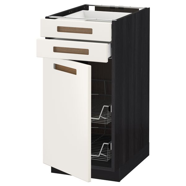 Напольный шкаф, дверца, 2 ящика, проволочных корзин МЕТОД / МАКСИМЕРА, черный, Мэрста белый - схема-чертеж с размерами