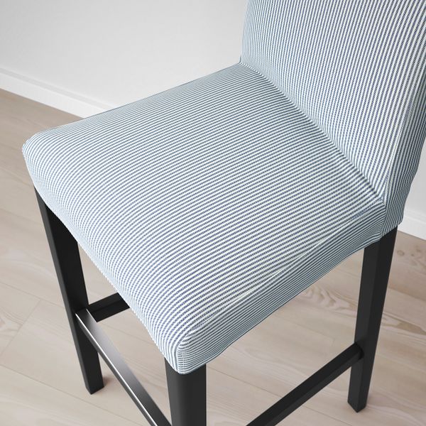 Стул барный, черный/Роммеле темно-синий/белый 75 см IKEA BERGMUND БЕРГМУНД 494.196.71 - фото 3