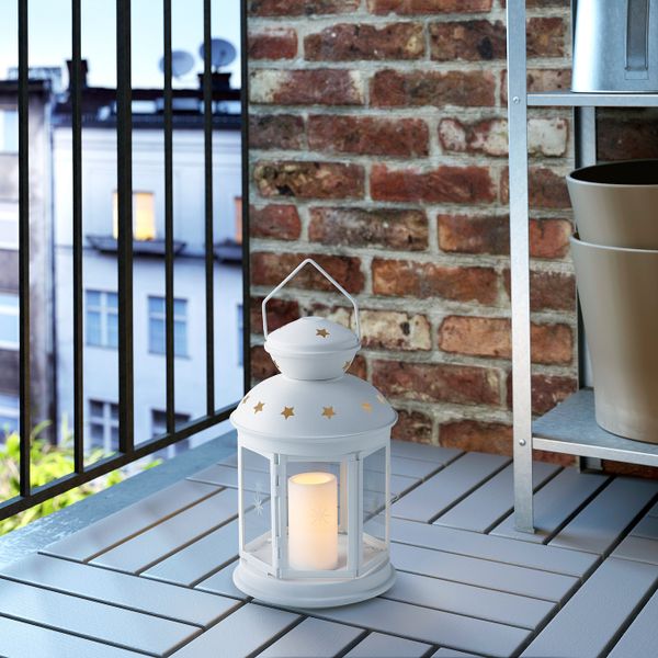 Фонарь для формовой свечи, для дома, улицы белый 38 см IKEA ROTERA РОТЕРА 003.805.14 - фото 2