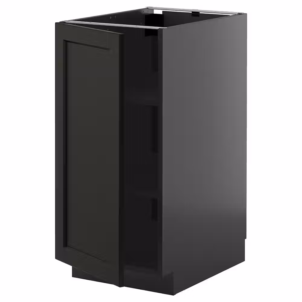 METOD Напольный шкаф с полками - черно-серый/Lerhyttan черная морилка 40x60 см - фото 1