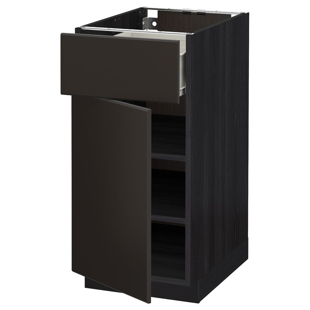 Напольный шкаф с ящиком/дверью, черный/Кунгсбакка антрацит 40x60 см IKEA МЕТОД / ФОРВАРА 092.204.65 - фото 1