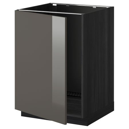 Напольный шкаф для раковины МЕТОД, черный, Рингульт серый (60x60 см)