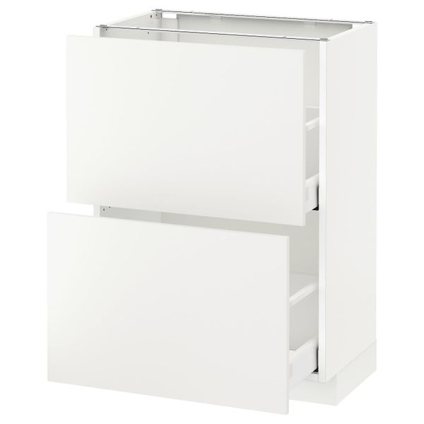 Напольный шкаф с 2 ящиками, белый/Хэггеби белый 60x37 см IKEA METOD МЕТОД / MAXIMERA МАКСИМЕРА 292.315.14 - схема-чертеж с размерами