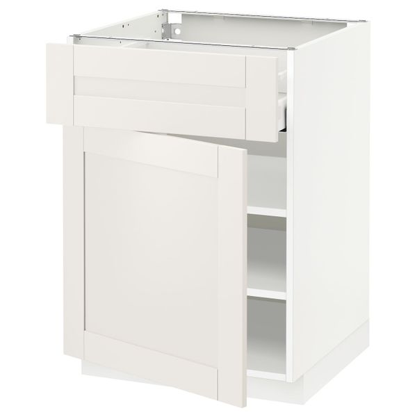 Напольный шкаф с ящиком/дверью, белый/Сэведаль белый 60x60 см IKEA METOD МЕТОД / MAXIMERA МАКСИМЕРА 092.384.46 - фото 1