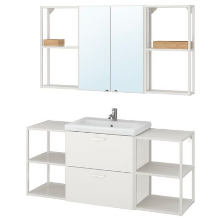 Мебель для ванной, 18 предмета, 140x43x65 cm IKEA TVÄLLEN ЛЕН ТВЭЛЛЕН, BEGIVENHET БЕГИВЕНХЕТ 593.376.08