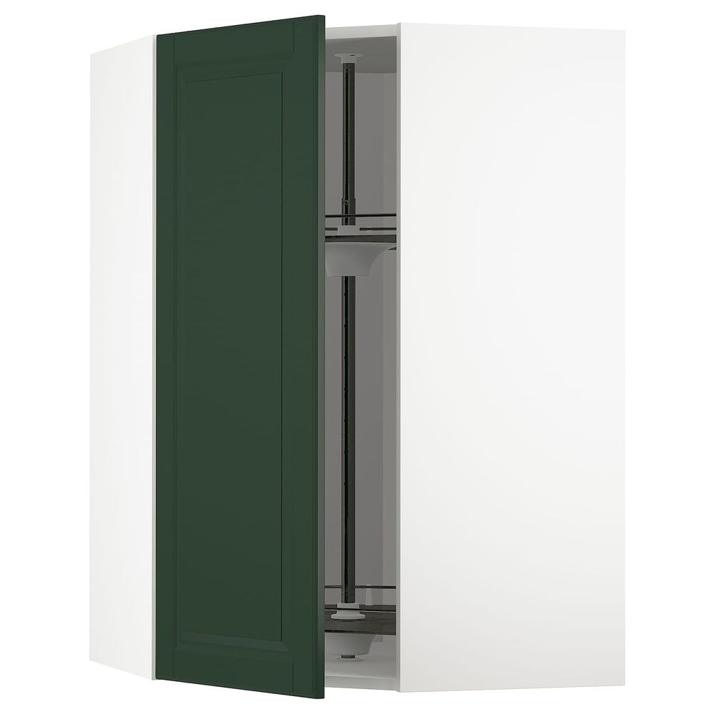 Угловой навесного шкаф с вращающейся секц, белый/Будбин темно-зеленый 68x100 см IKEA METOD МЕТОД 693.123.63 - фото 1