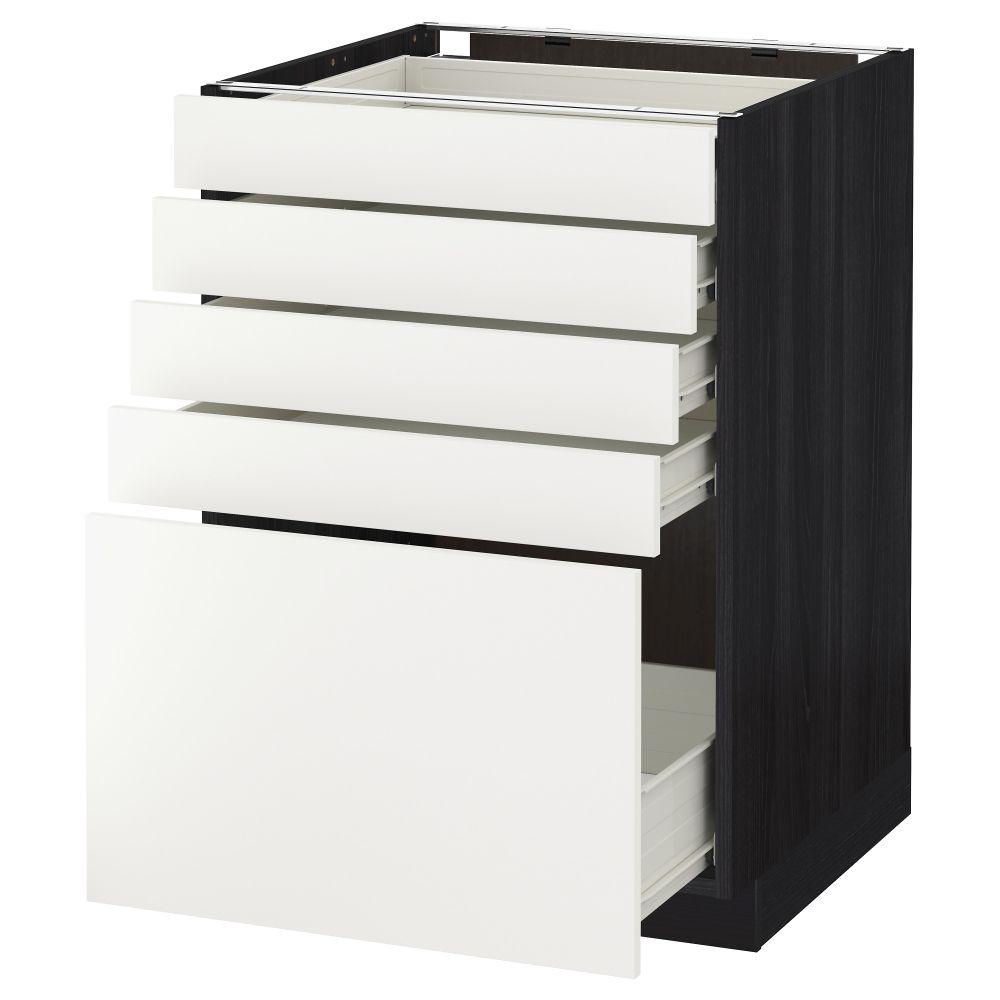 Напольный шкаф с 5 ящиками МЕТОД / ФОРВАРА, черный, Хэггеби белый - схема-чертеж с размерами