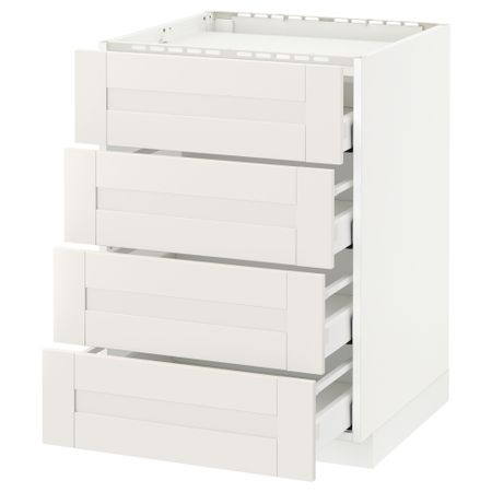 Напольный шкаф, 4 фронтальных панели, 4 ящика МЕТОД / МАКСИМЕРА, белый, Сэведаль белый