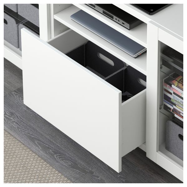 Тумба для ТВ с ящиками БЕСТО, Лаппвикен, Синдвик белый прозрачное стекло (180x40x74 см) - фото 3