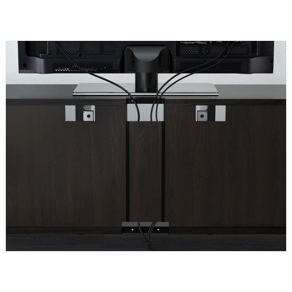 Шкаф для ТВ, комбинированный, стекляные дверцы, Ханвикен черно-коричневый прозрачное стекло 300x40x230 см IKEA BESTÅ БЕСТО - фото 1