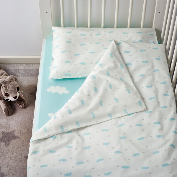 Комплект постельного белья, 3 предм, бирюзовый 110x125/35x55 см IKEA ХИММЕЛЬСК 803.707.28 - фото 2