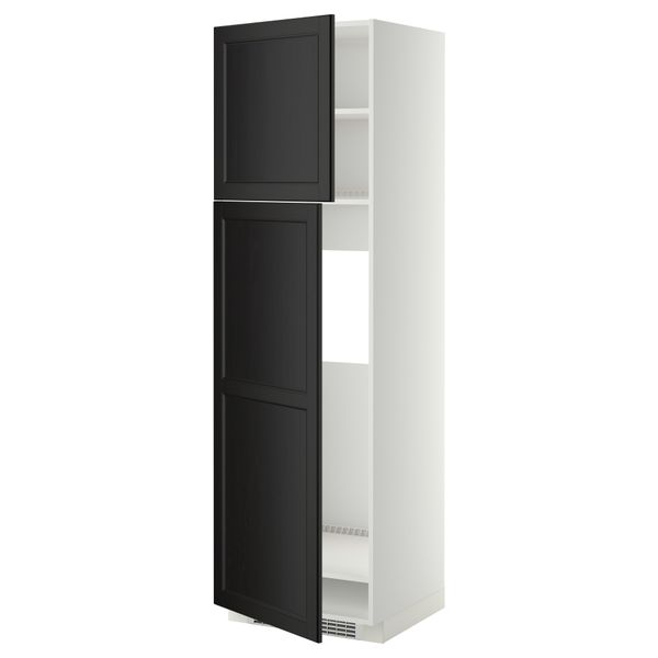 Высокий шкаф для холодильника, 2 дверцы МЕТОД, белый, Лаксарби черно-коричневый - схема-чертеж с размерами