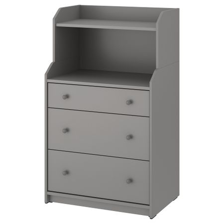 Комод с 3 ящиками, полкой, серый, 70x116 см IKEA HAUGA ХАУГА 204.569.04