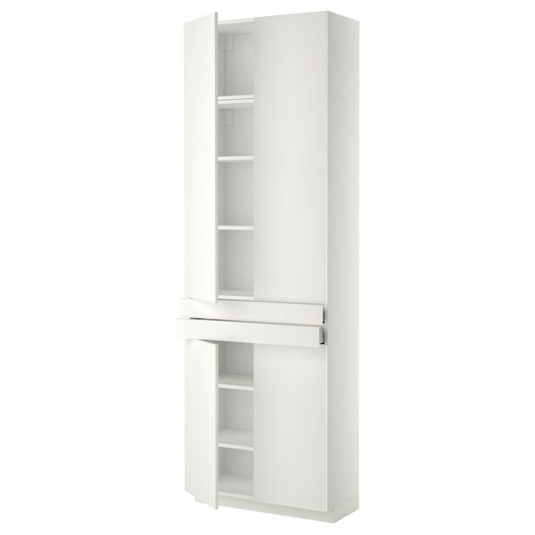 Высокий шкаф + полки, 2 ящика, 4 дверцы МЕТОД / МАКСИМЕРА, белый, Хэггеби белый (80x37x240 см) - фото 1