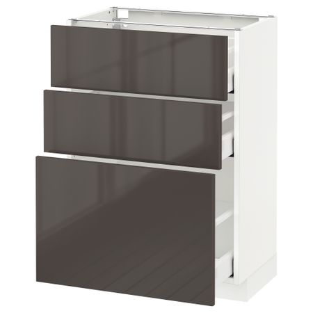 Напольный шкаф с 3 ящиками МЕТОД / МАКСИМЕРА, белый, Рингульт серый