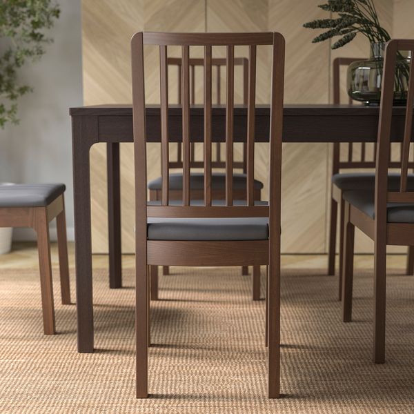 Стул, коричневый, Hakebo темно-серый IKEA EKEDALEN ЛЕН ЭКЕДАЛЕН 094.293.56 - фото 4