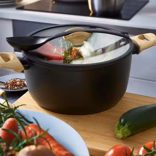 HUSKNUT Кастрюля с крышкой - антипригарное покрытие чёрный 4.7 л - фото 9