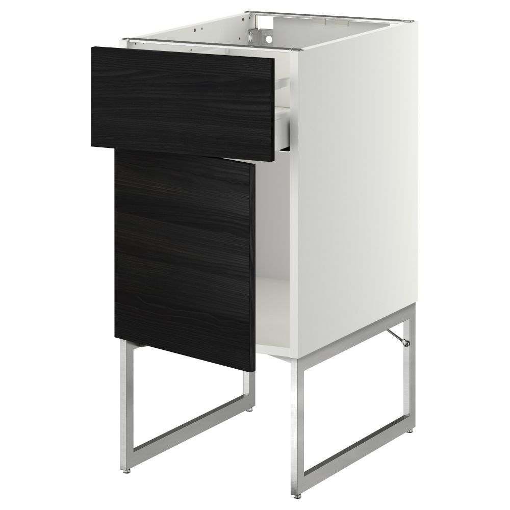 Напольный шкаф с ящиком, дверью МЕТОД / МАКСИМЕРА, белый, Тингсрид черный - схема-чертеж с размерами