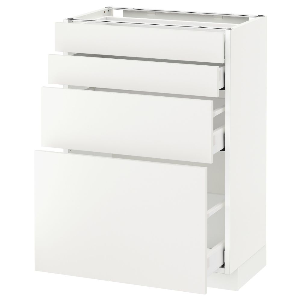 Напольный шкаф 4 фронтальных панели, 4 ящика МЕТОД / МАКСИМЕРА, белый, Хэггеби белый - схема-чертеж с размерами