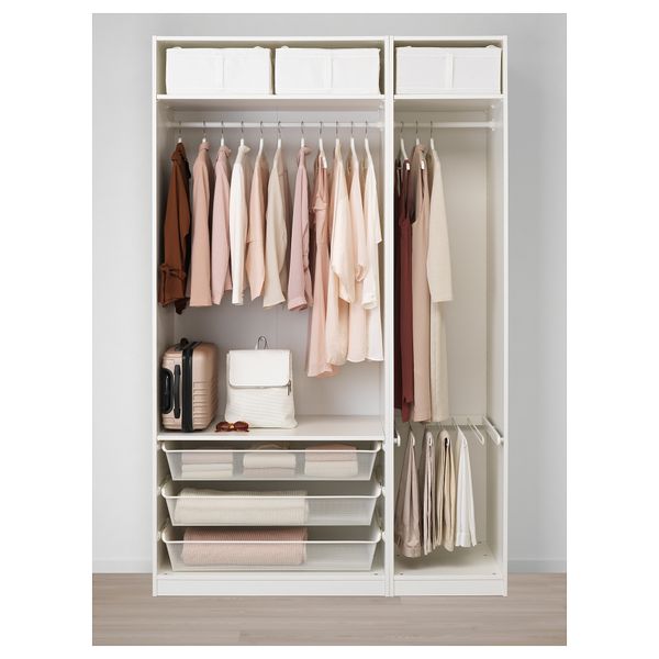 Гардероб ПАКС, белый, Форсанд темно-красный (150x60x236 см) - схема-чертеж с размерами