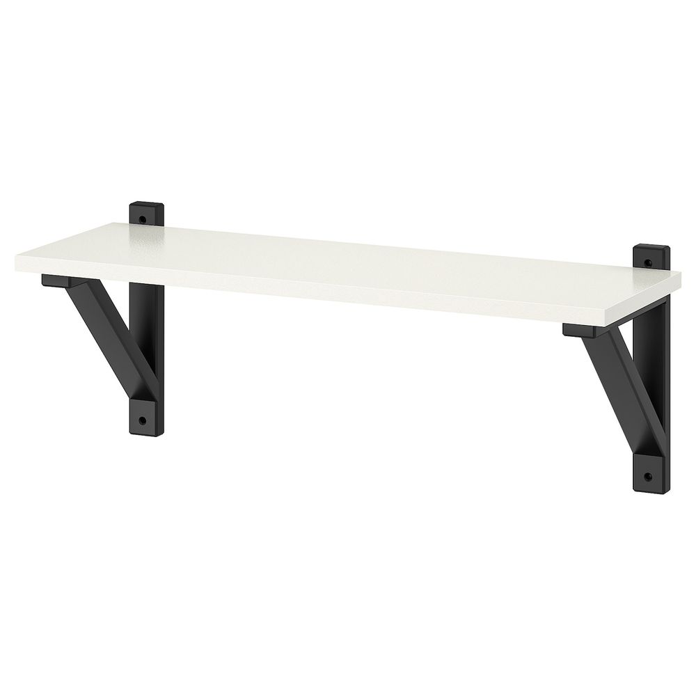 Полка навесная, белый, черный, 59x22 см IKEA БУРГУЛЬТ / ЭКБИ ВАЛЬТЕР 492.905.45 - фото 1