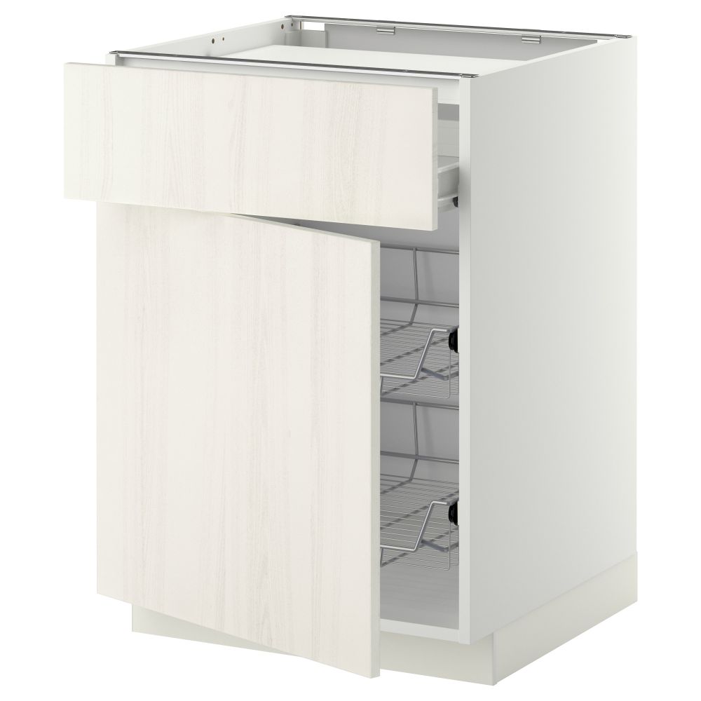 Напольный шкаф для варочной панели, ящик, 2 проволочных корзины МЕТОД / ФОРВАРА, белый, Росдаль белый - схема-чертеж с размерами