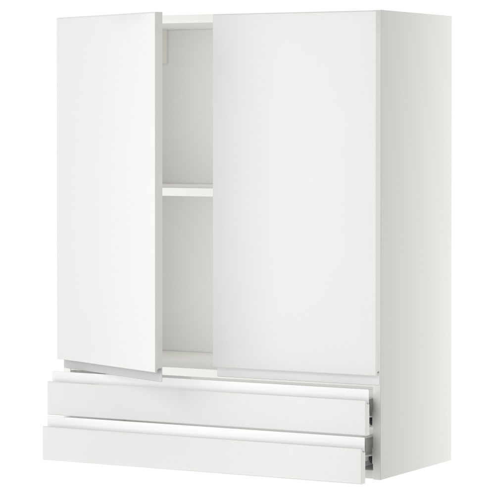 Навесной шкаф, 2 дверцы, 2 ящика МЕТОД / ФОРВАРА, белый, Нодста белый - фото 1