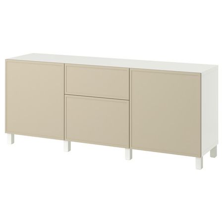 BESTÅ Комбинация для хранения с ящиками - Krukmakare бежевый/Stubbarp белый 180x42x74 см