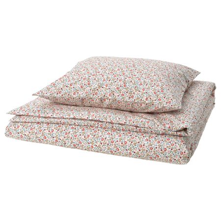 Пододеяльник и наволочка, белый, цветочный орнамент, 150x200, 50x60 см IKEA GULLNATTLJUS 206.000.82