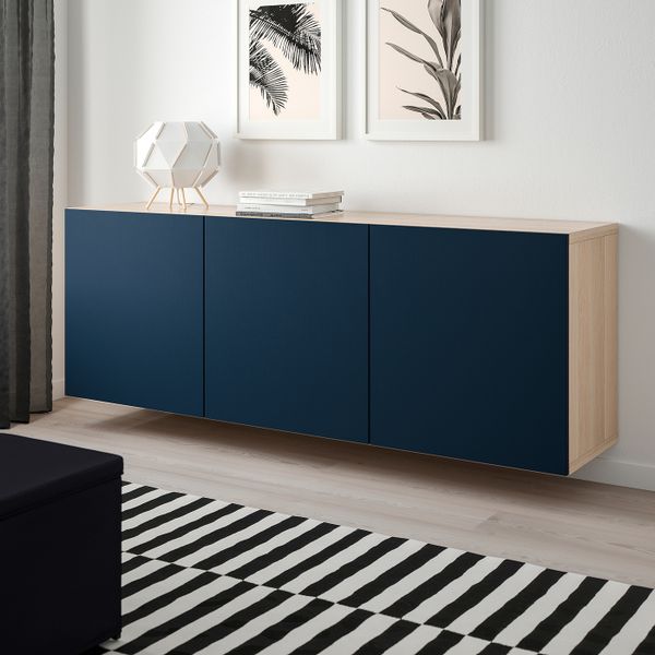 Комбинация настенных шкафов, под беленый дуб/Нотвикен синий 180x42x64 см IKEA BESTÅ БЕСТО 793.017.50 - схема-чертеж с размерами