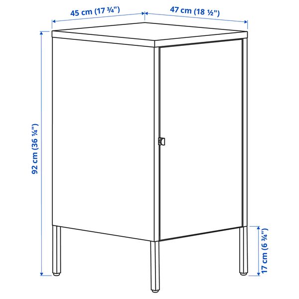 Комбинация для хранения с дверцами, белый, 45x47x92 см IKEA HÄLLAN ХЭЛЛАН 192.913.15 - схема-чертеж с размерами
