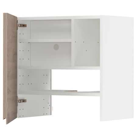 Навесной шкаф для вытяжки, полка, дверь, 60x60 см, белый, Voxtorp под дуб IKEA METOD МЕТОД 995.053.41