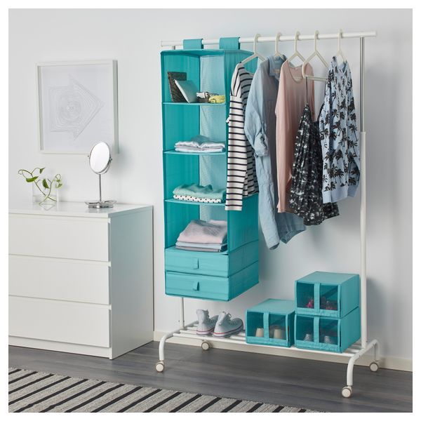 Модуль для хранения с 6 отделениями СКУББ, голубой (35x45x125 см) - схема-чертеж с размерами