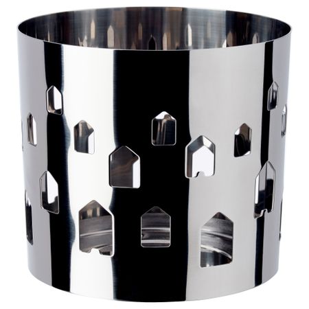 Украшение для свечи в стеклянном стакане ВАККЕРТ, нержавеющ сталь, дома (9.5 см)