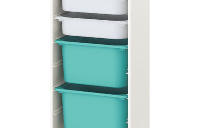 Комбинация для хранения + контейнеры, белый, белый бирюзовый, 46x30x94 см IKEA TROFAST ТРУФАСТ 593.304.66