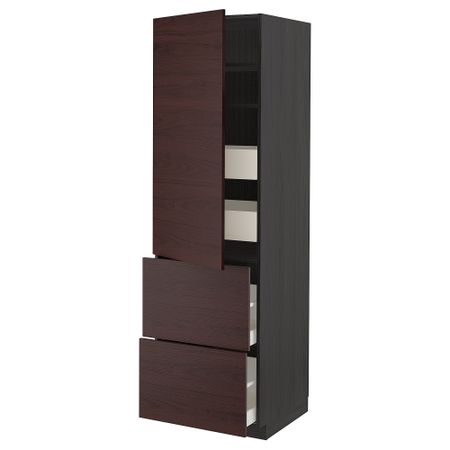 Высокий шкаф + полки, 4 ящика, 2 дверцы, 60x60x200 cm IKEA METOD МЕТОД, MAXIMERA МАКСИМЕРА 893.349.34
