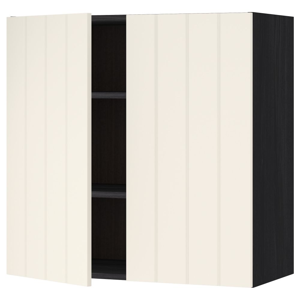 Навесной шкаф с полками, 2 дверцы МЕТОД, черный, Хитарп белый с оттенком - схема-чертеж с размерами