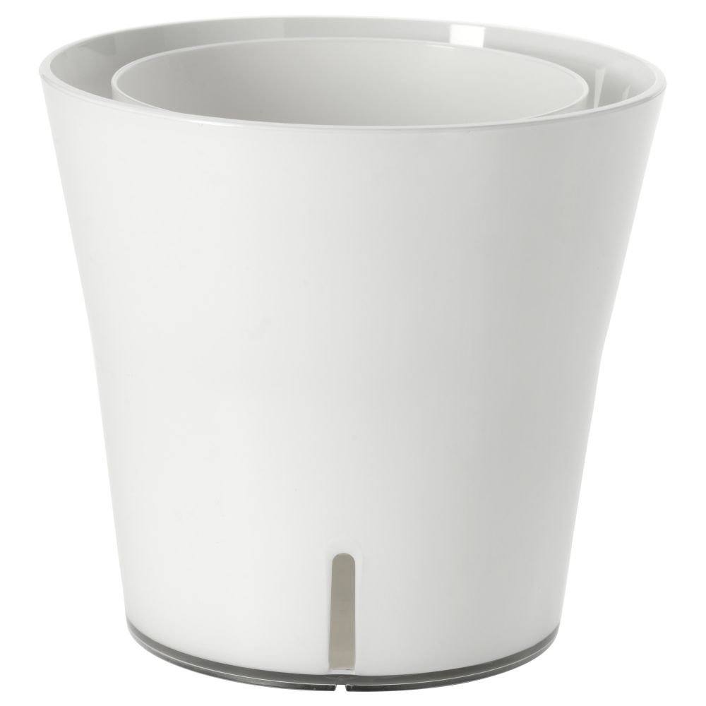Горшок с самополивом ГРЁНПЕППАР, белый (12 см) - фото 1