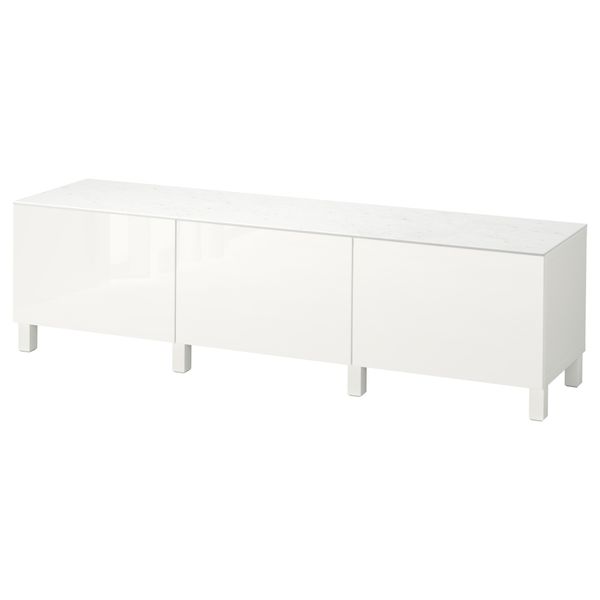 Комбинация для хранения с ящиками БЕСТО, белый, Сельсвикен глянцевый/белый (180x42x48 см) - фото 1