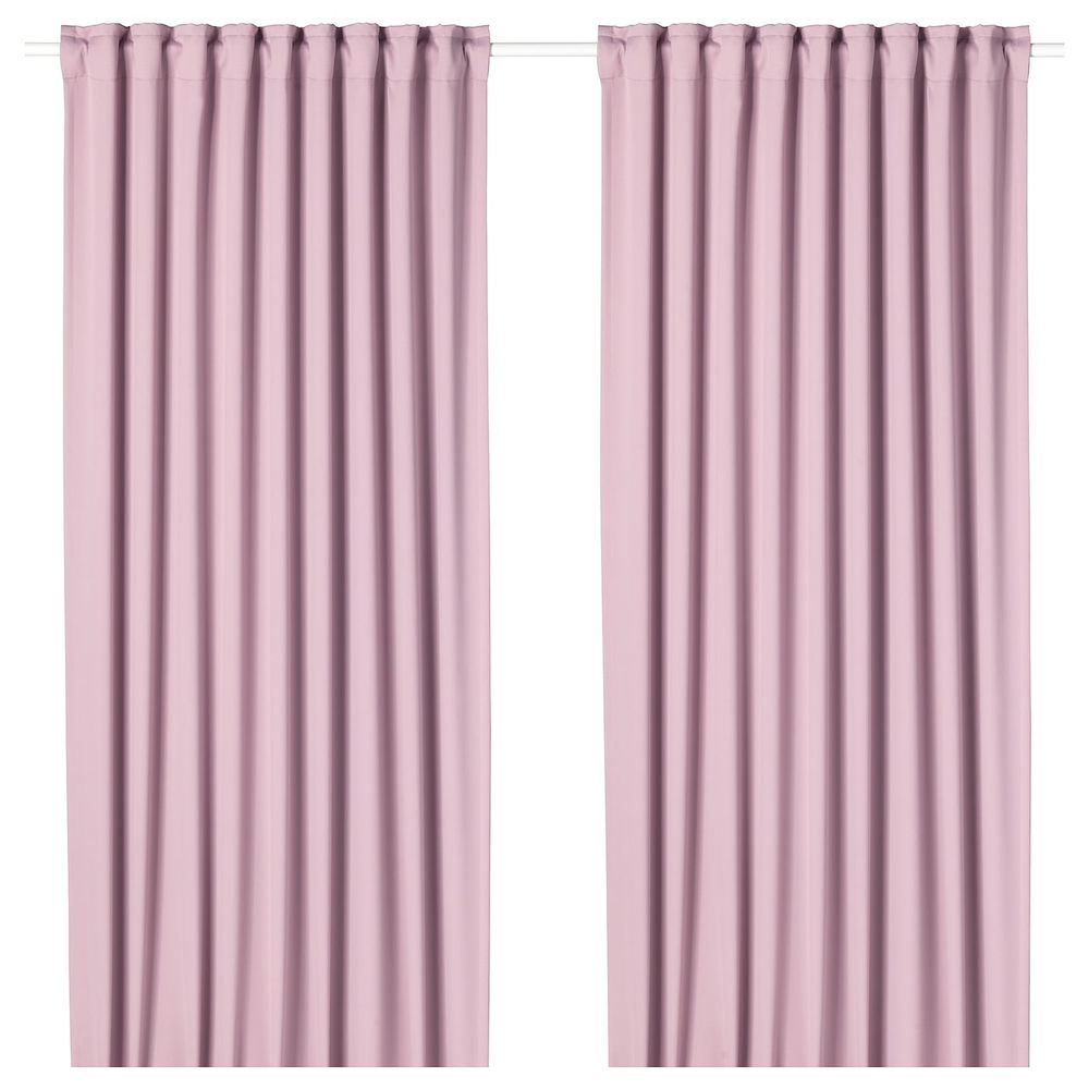Затемняющие гардины, 2 шт., светло-розовый 145x300 см IKEA MAJGULL МАЙГУЛЛ 204.177.95 - фото 1