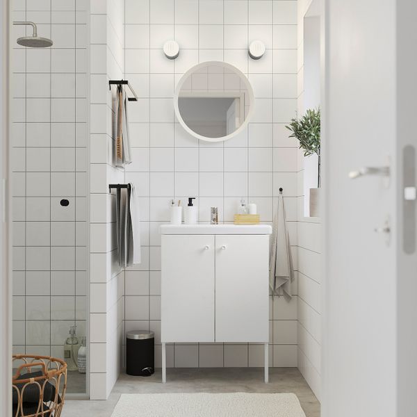 Шкаф под раковину с 2 дверцами, белый 60x40x60 см IKEA FISKÅN ФИСКОН 004.976.27 - схема-чертеж с размерами