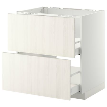 Напольный шкаф под мойку + 2 фронтальных панели, 2 ящика МЕТОД / МАКСИМЕРА, белый, Росдаль белый