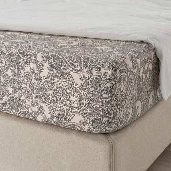 Простыня натяжная, 160x200 см, бежевый, темно-серый IKEA JÄTTEVALLMO ЙЭТТЕВАЛЛМО 005.014.55 - фото 3