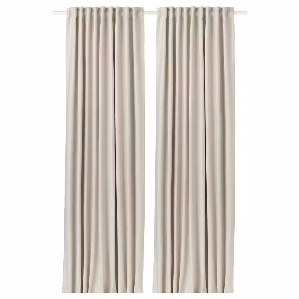 VILBORG Затемняющие гардины, 2 шт. - бежевый/с лентой 145x300 см - фото 1