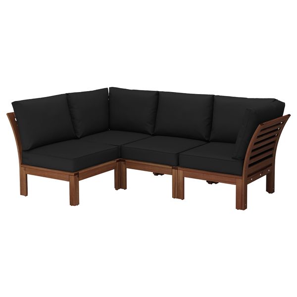 Садовый угловой диван 3 + 1 ЭПЛАРО, коричневая морилка, Кунгсэ черный (143/223x80x73 см) - схема-чертеж с размерами