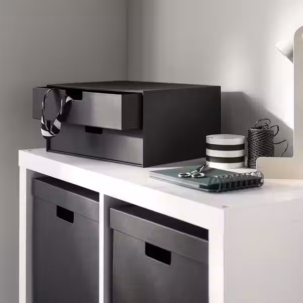 FJÄDERHARV ФЬЕДЕРХАРВ Мини-комод с 2 ящиками - антрацит 32x25 см - фото 2