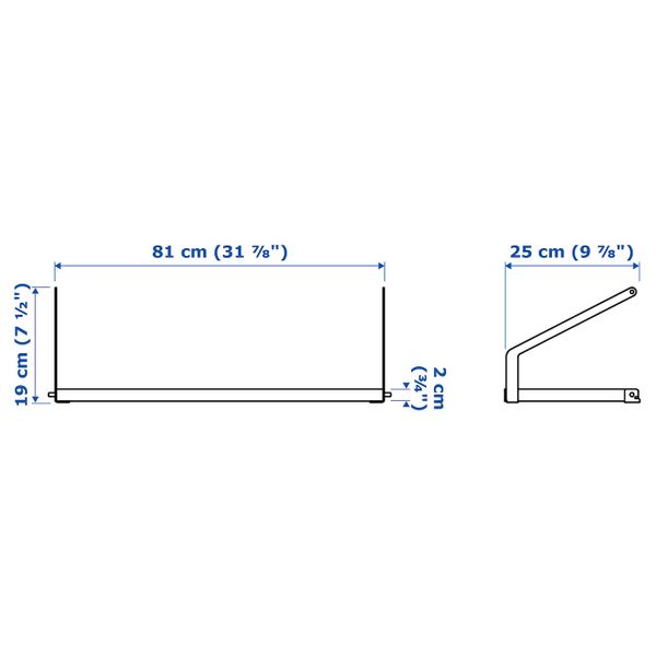 Полка, бамбук 81x25 см IKEA SVALNÄS СВАЛЬНЭС 003.592.49 - схема-чертеж с размерами