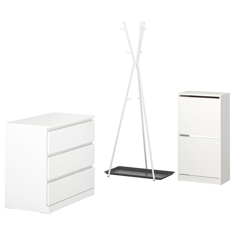 BISSA / EKRAR Мебель для прихожей, 4 предм. - белый/серый - фото 1