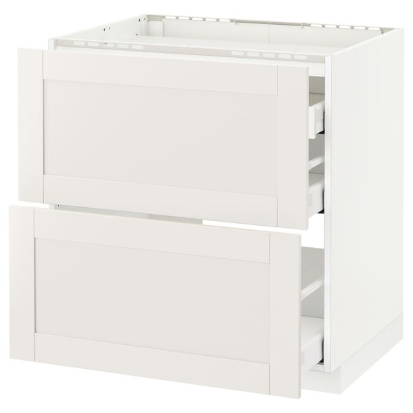 Напольный шкаф, 2 фронтальных панели, 3 ящика МЕТОД / МАКСИМЕРА, белый, Сэведаль белый - схема-чертеж с размерами
